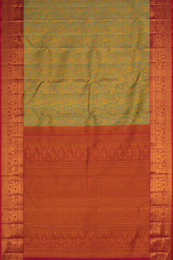 Image of Kanchipattu Green Tissue Brocade Saree