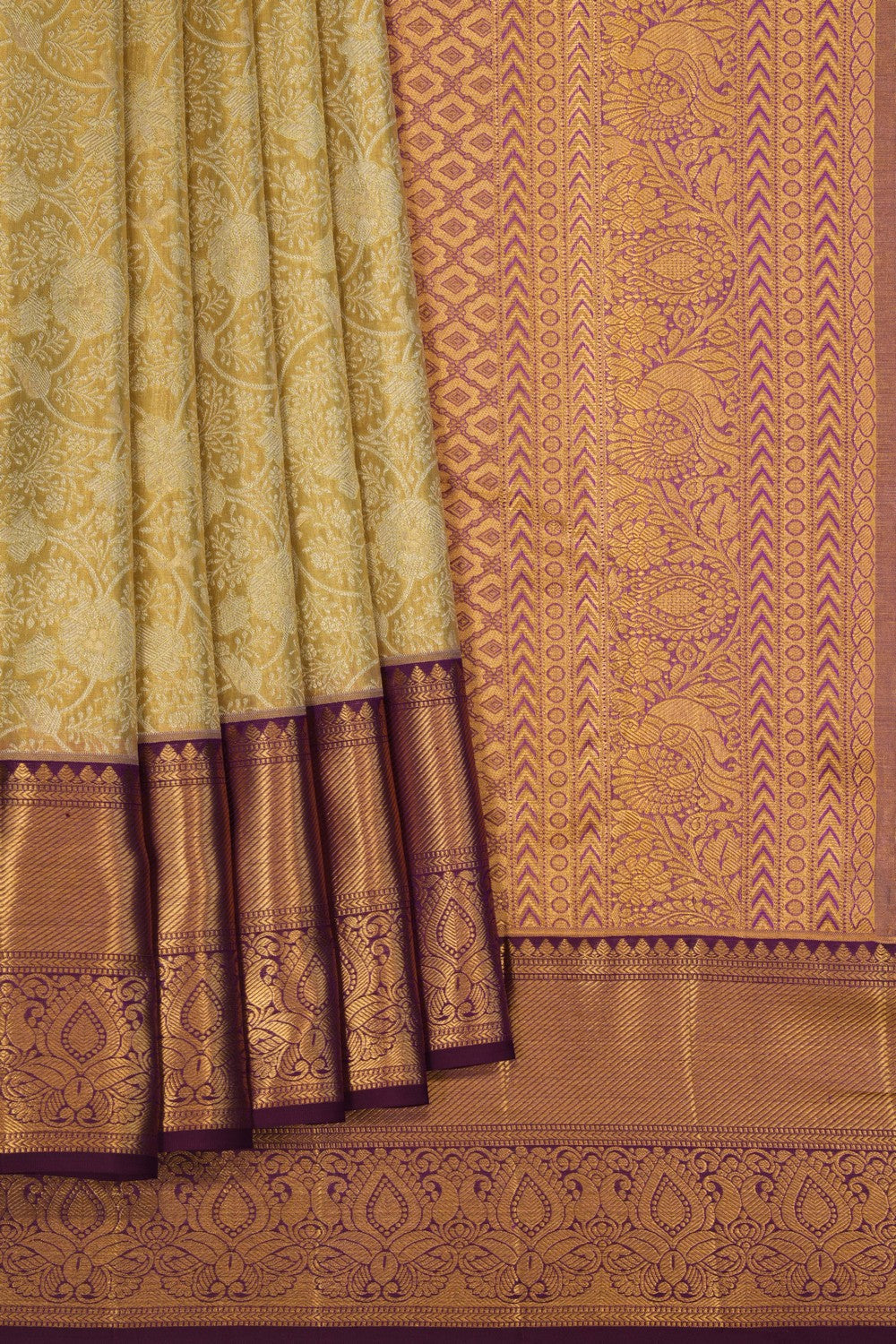 Kanchipattu Gold Tissue Brocade Saree