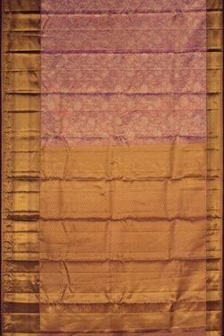 Image of Kanchipattu Gold-Pink Tissue Brocade Saree