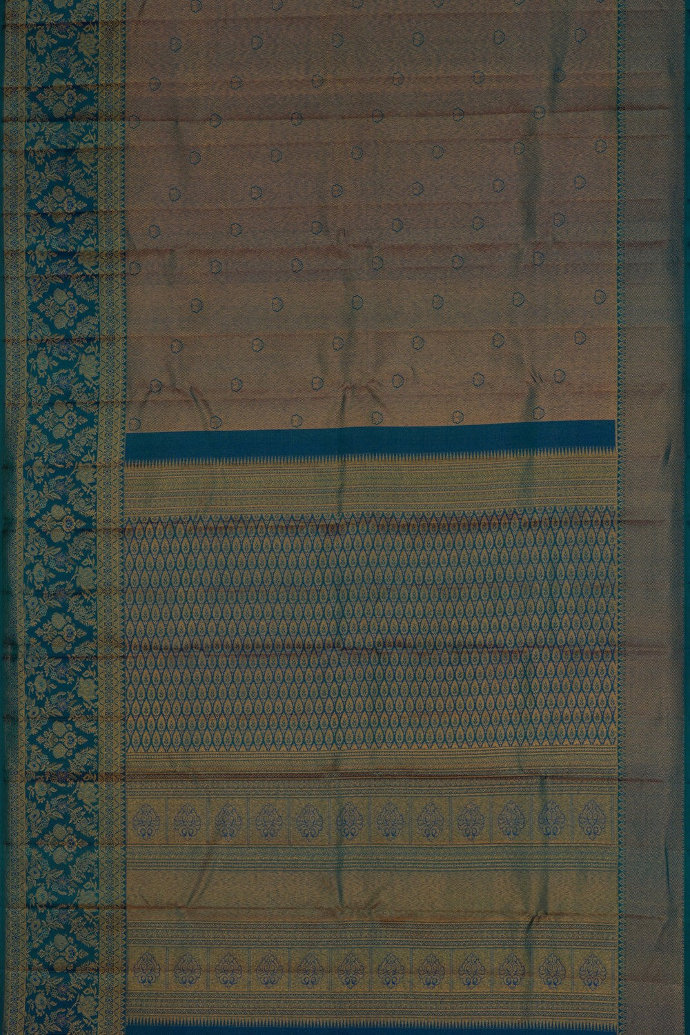Image of Kanchipattu Teal Blue Brocade Saree