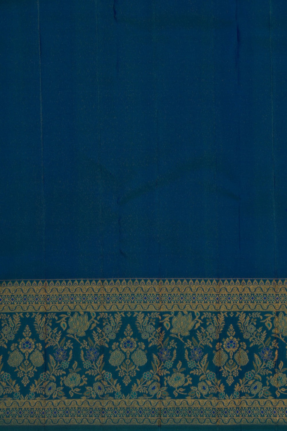 Image of Kanchipattu Teal Blue Brocade Saree