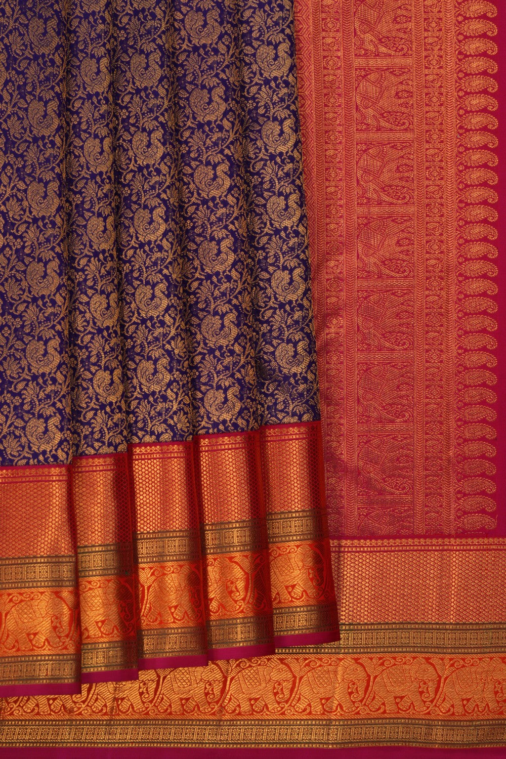 Image of Kanchipattu Brocade Indigo Blue Saree