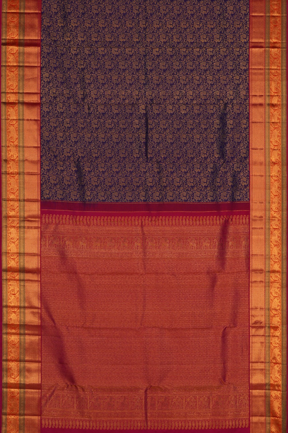 Image of Kanchipattu Brocade Indigo Blue Saree