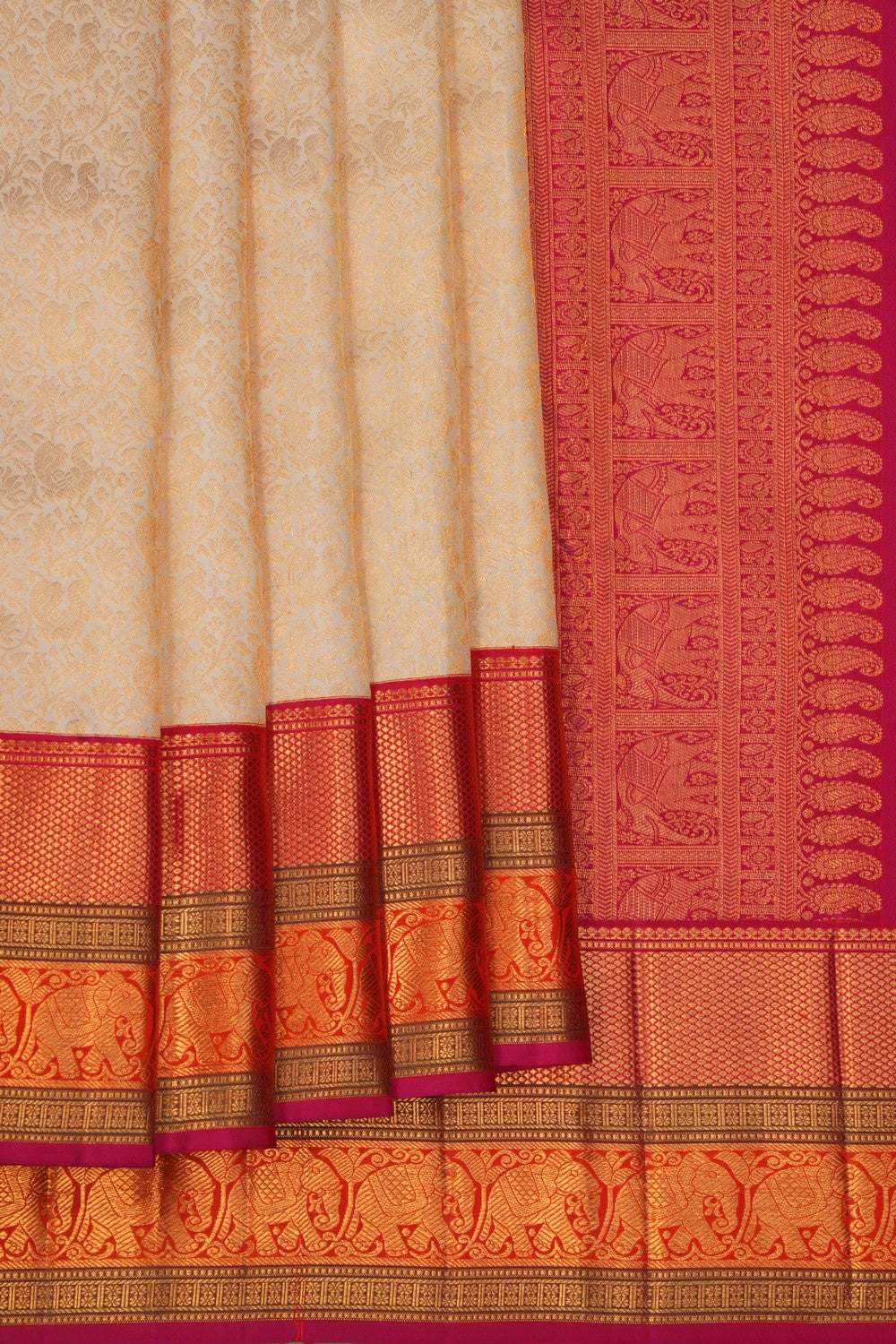 Kanchipattu Brocade Off White Saree