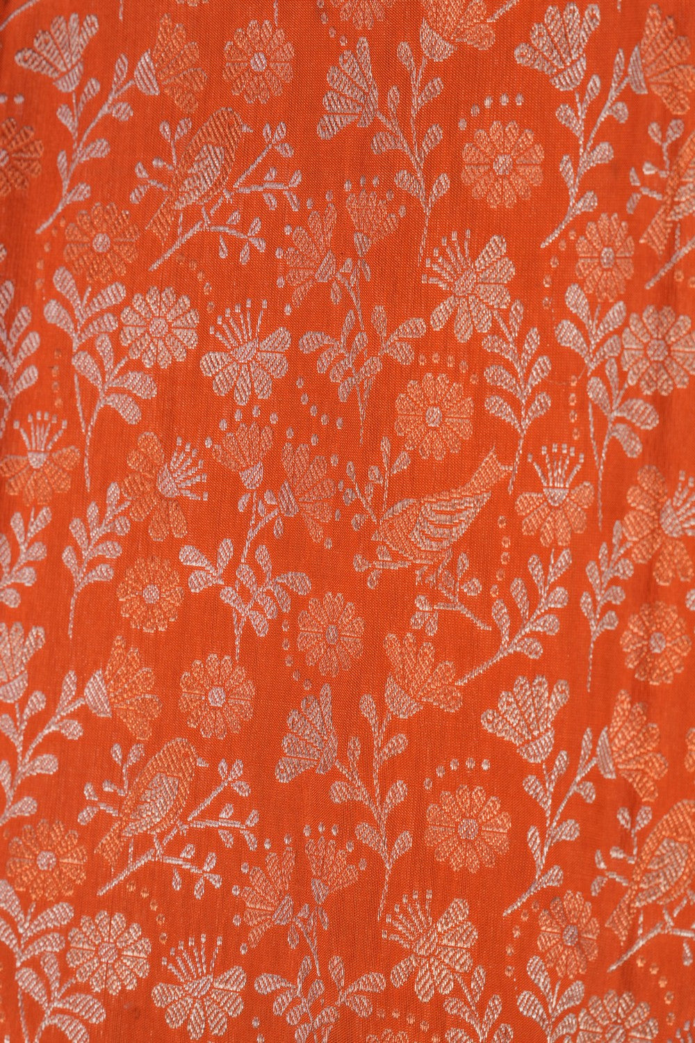 Image of Kanchipattu Coral Orange Brocade Saree