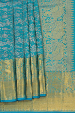 Image of Kanchipattu Blue Brocade Saree