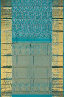 Image of Kanchipattu Blue Brocade Saree