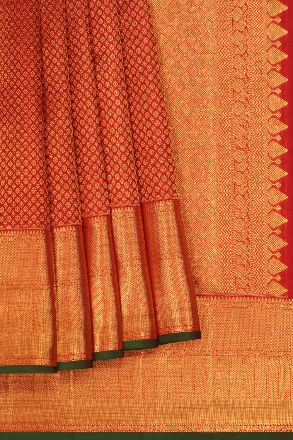 Image of Kanchipattu Red Brocade Saree