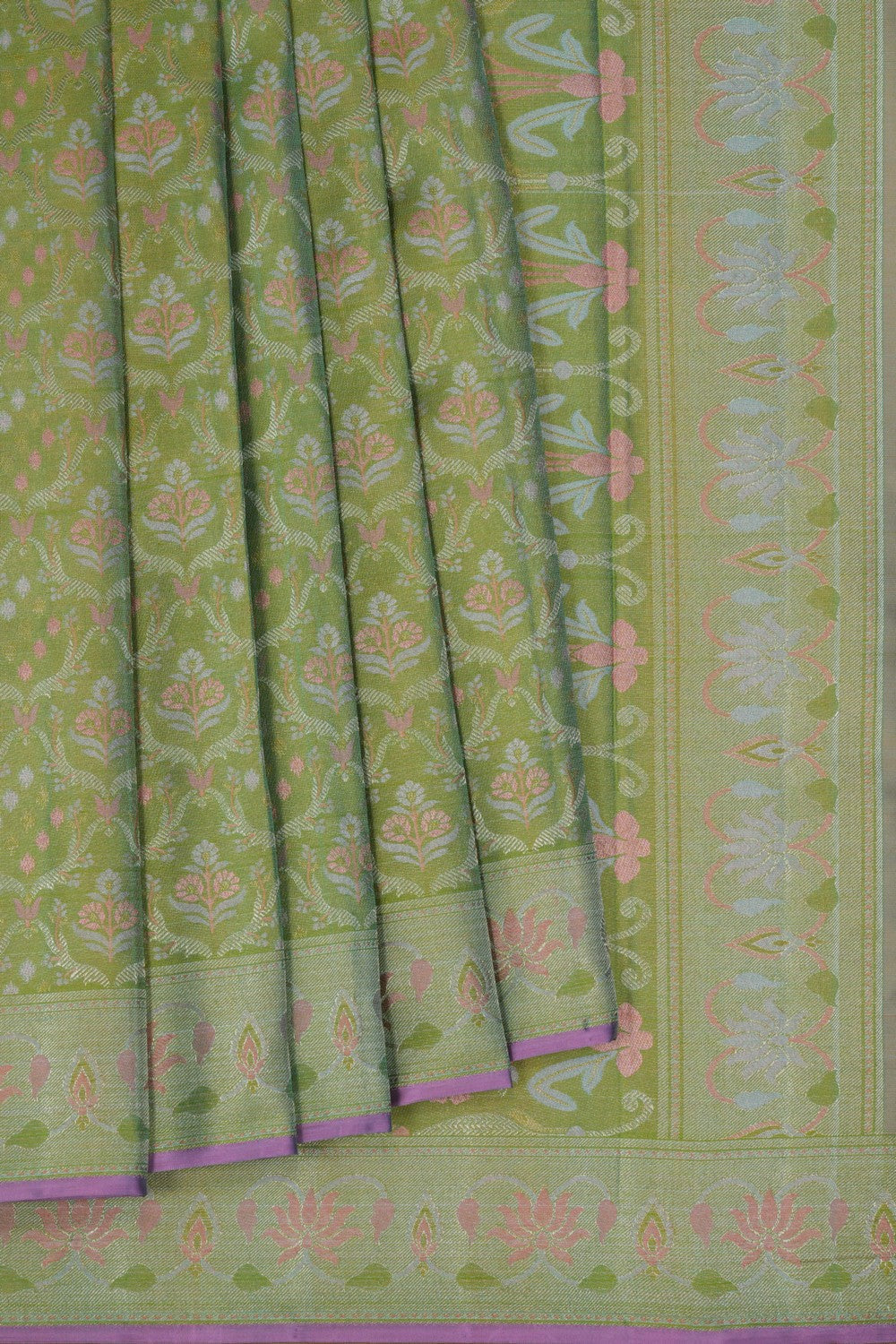 Image of Arani Silk Shimmering Sea Green Saree