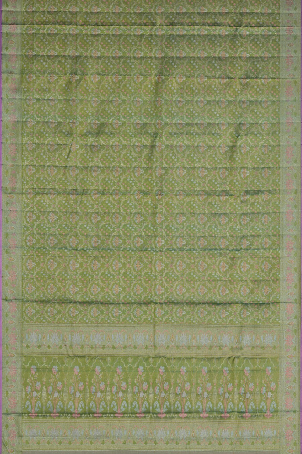 Image of Arani Silk Shimmering Sea Green Saree