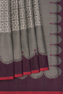 Image of Arani Silk Brocade Silver Saree