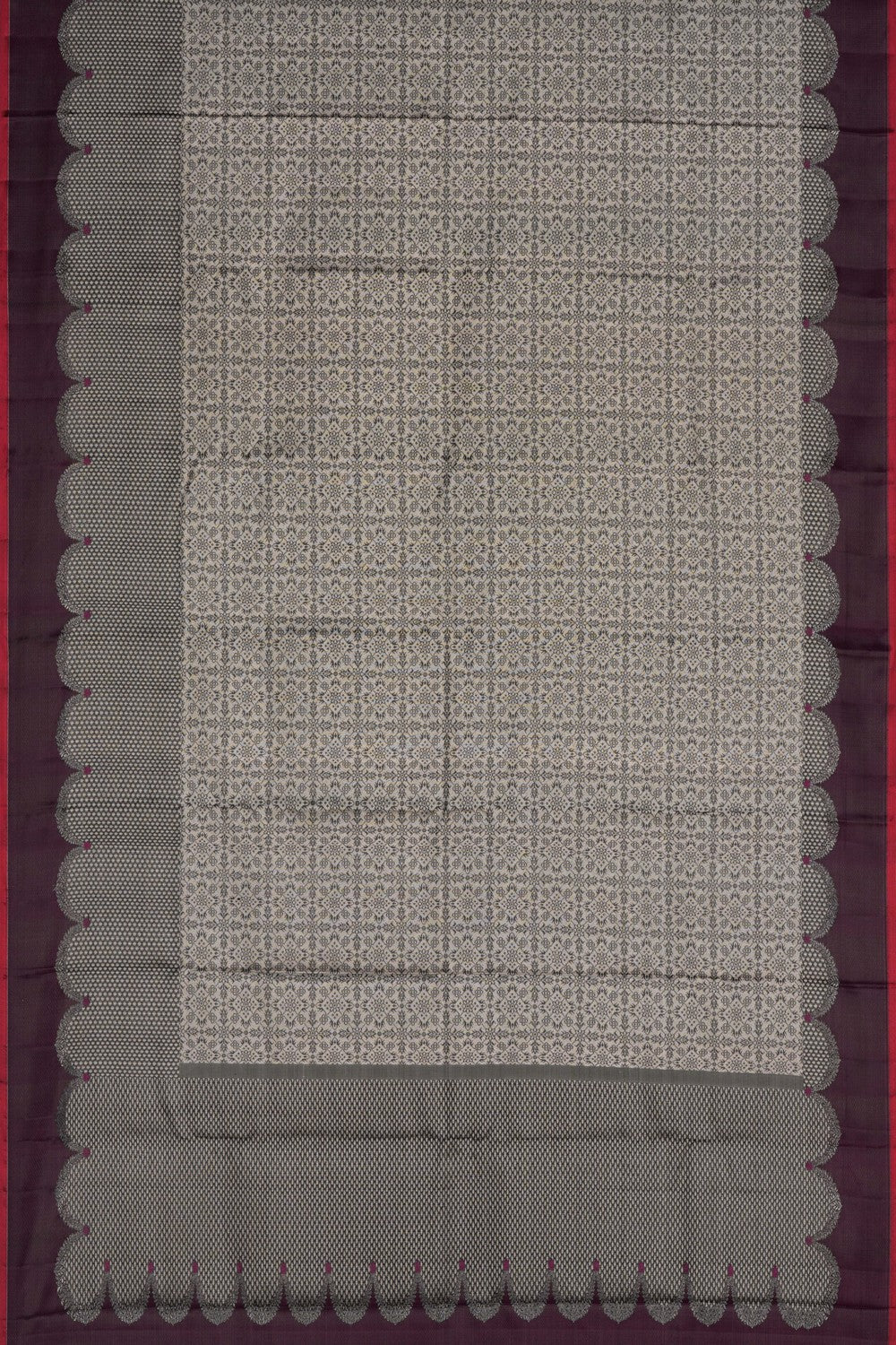 Arani Silk Brocade Silver Saree