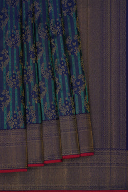Image of Arani Silk Brocade Blue Saree