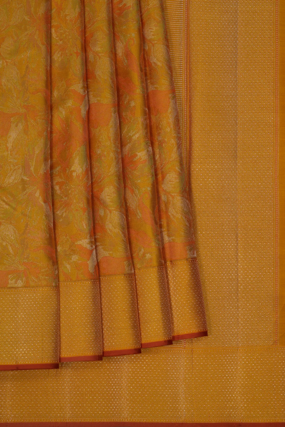 Image of Arani Silk Shimmering Yellow Saree