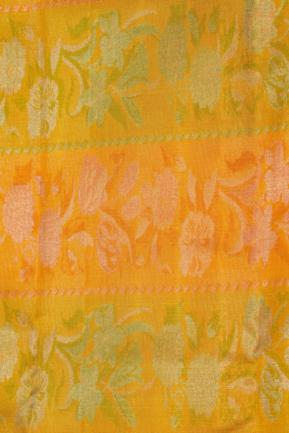 Image of Arani Silk Shimmering Yellow Saree