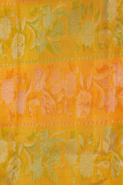 Image of Arani Silk Shimmering Yellow Saree