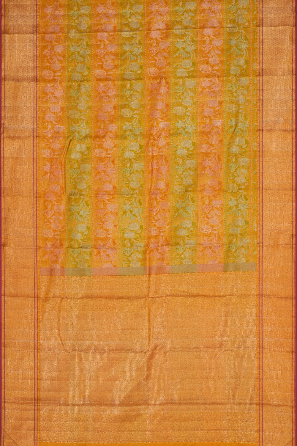 Image of Arani Silk Shimmering Yellow Saree