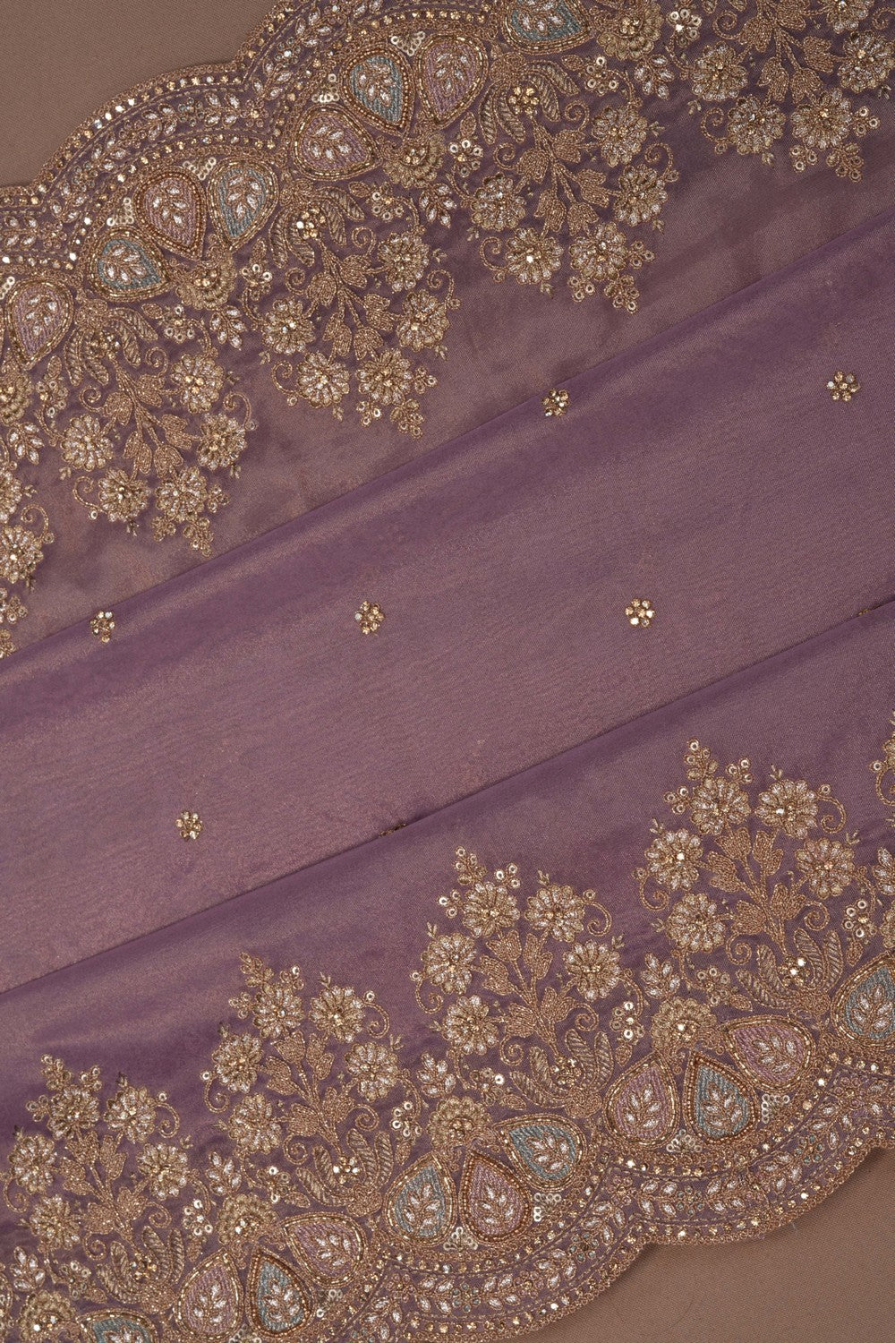 Embroidered Tissue Mauve Purple Saree