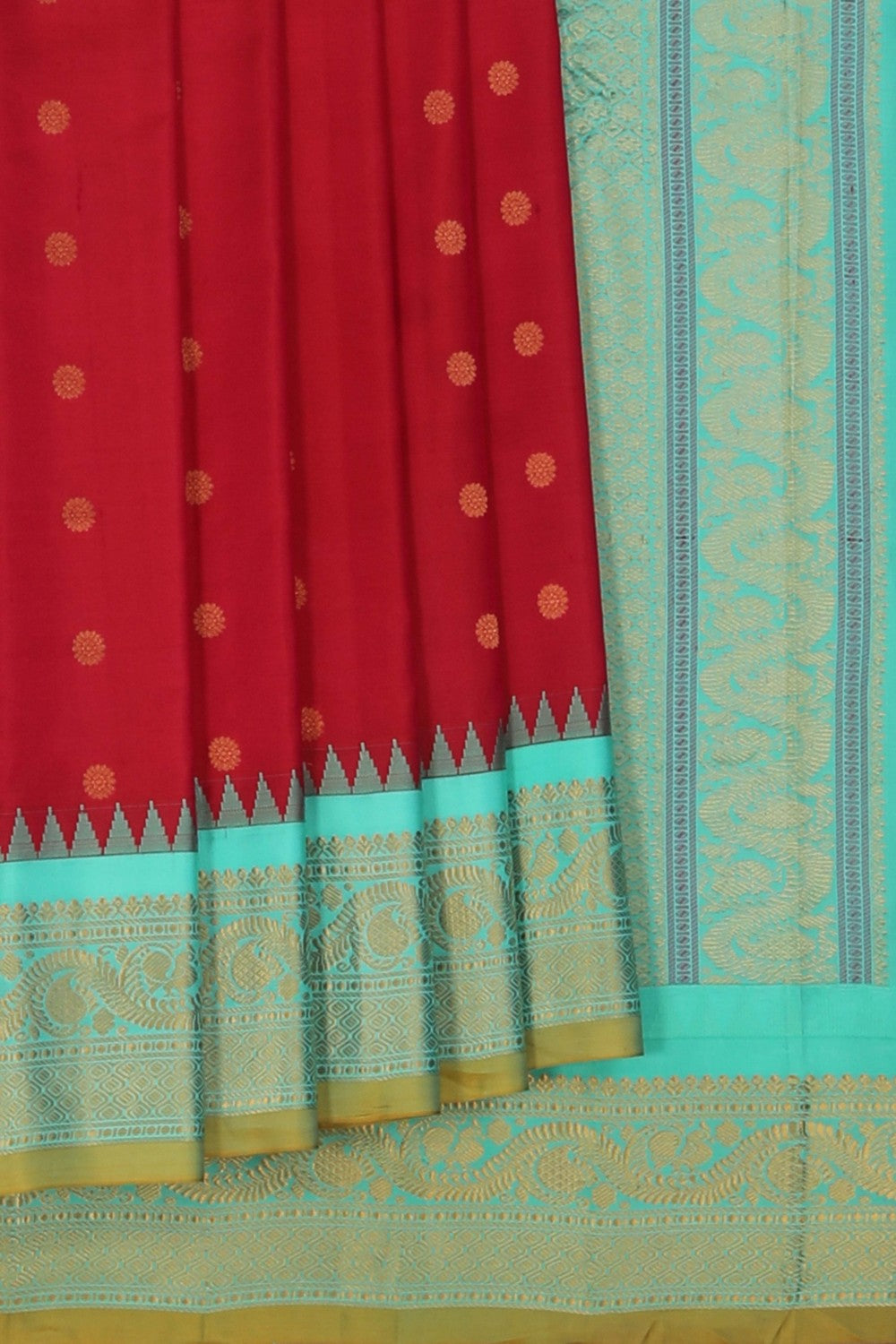Gadwal Silk Ruby Red Saree