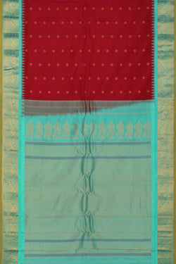 Image of Gadwal Silk Ruby Red Saree