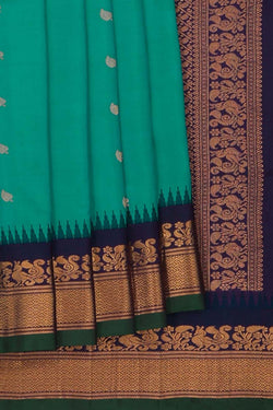 Image of Gadwal Silk Teal Green Saree