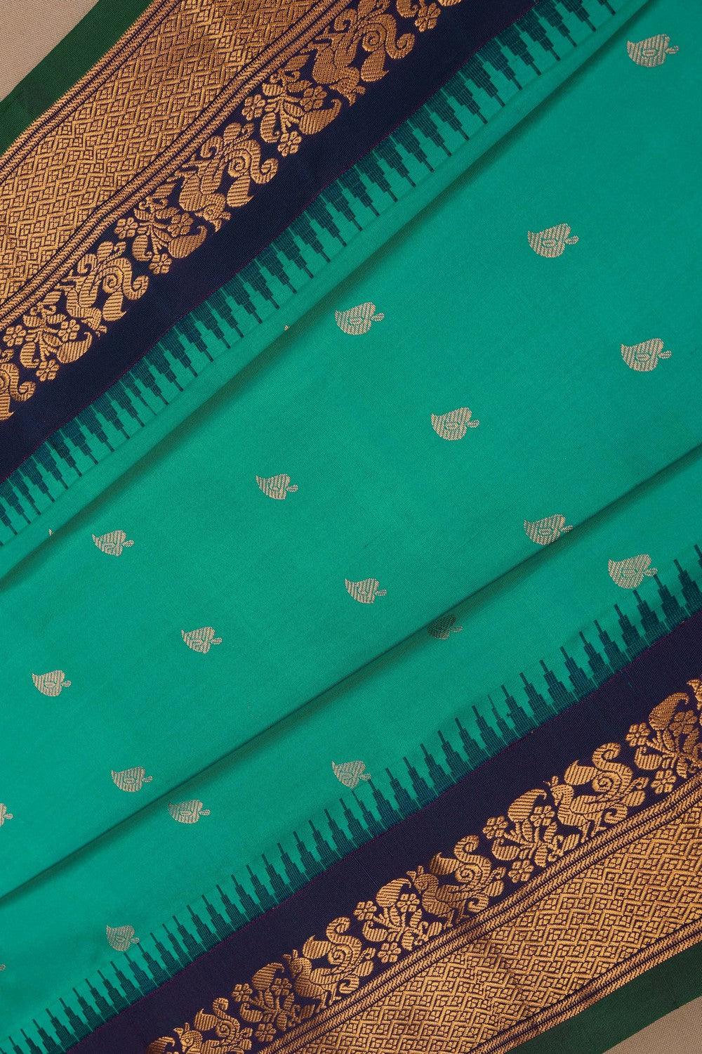 Gadwal Silk Teal Green Saree