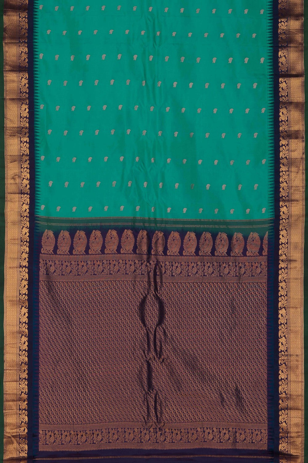 Gadwal Silk Teal Green Saree
