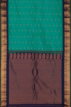 Image of Gadwal Silk Teal Green Saree