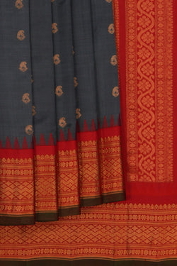 Image of Gadwal Silk Grey Saree