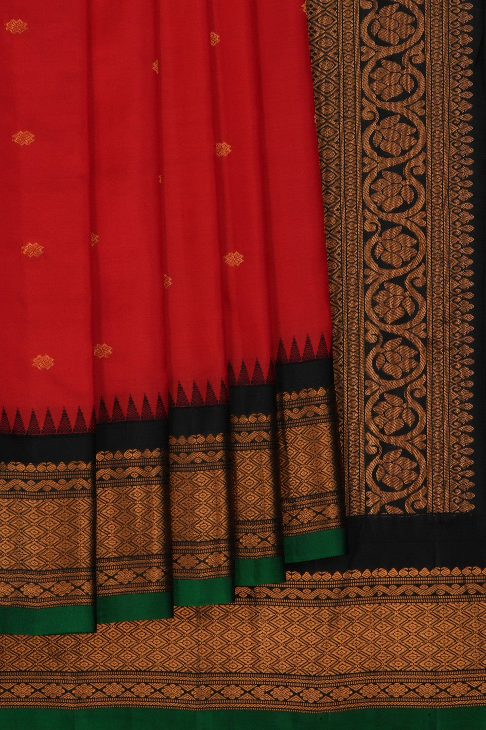Image of Gadwal Silk Red Saree