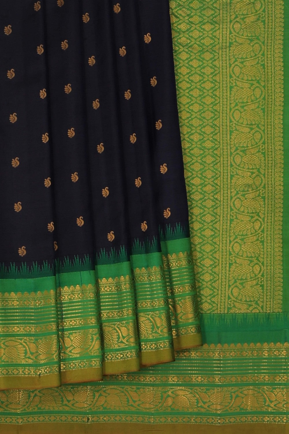 Image of Gadwal Silk Navy Blue Saree