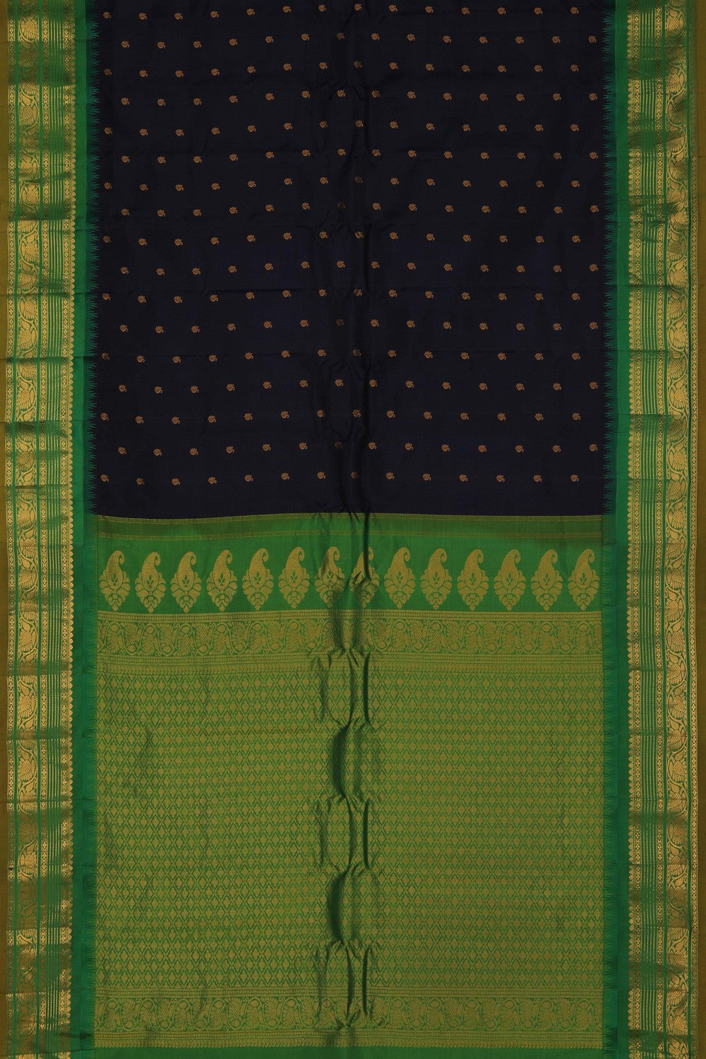Image of Gadwal Silk Navy Blue Saree