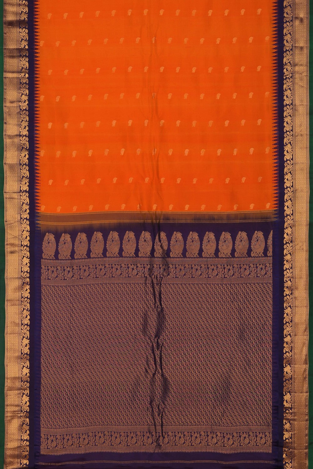 Gadwal Silk Coral Orange Saree