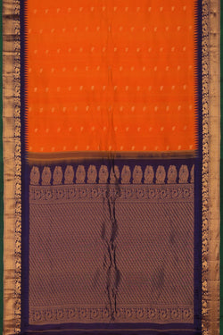Image of Gadwal Silk Coral Orange Saree