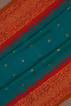 Image of Gadwal Silk Teal Green Saree