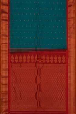 Image of Gadwal Silk Teal Green Saree