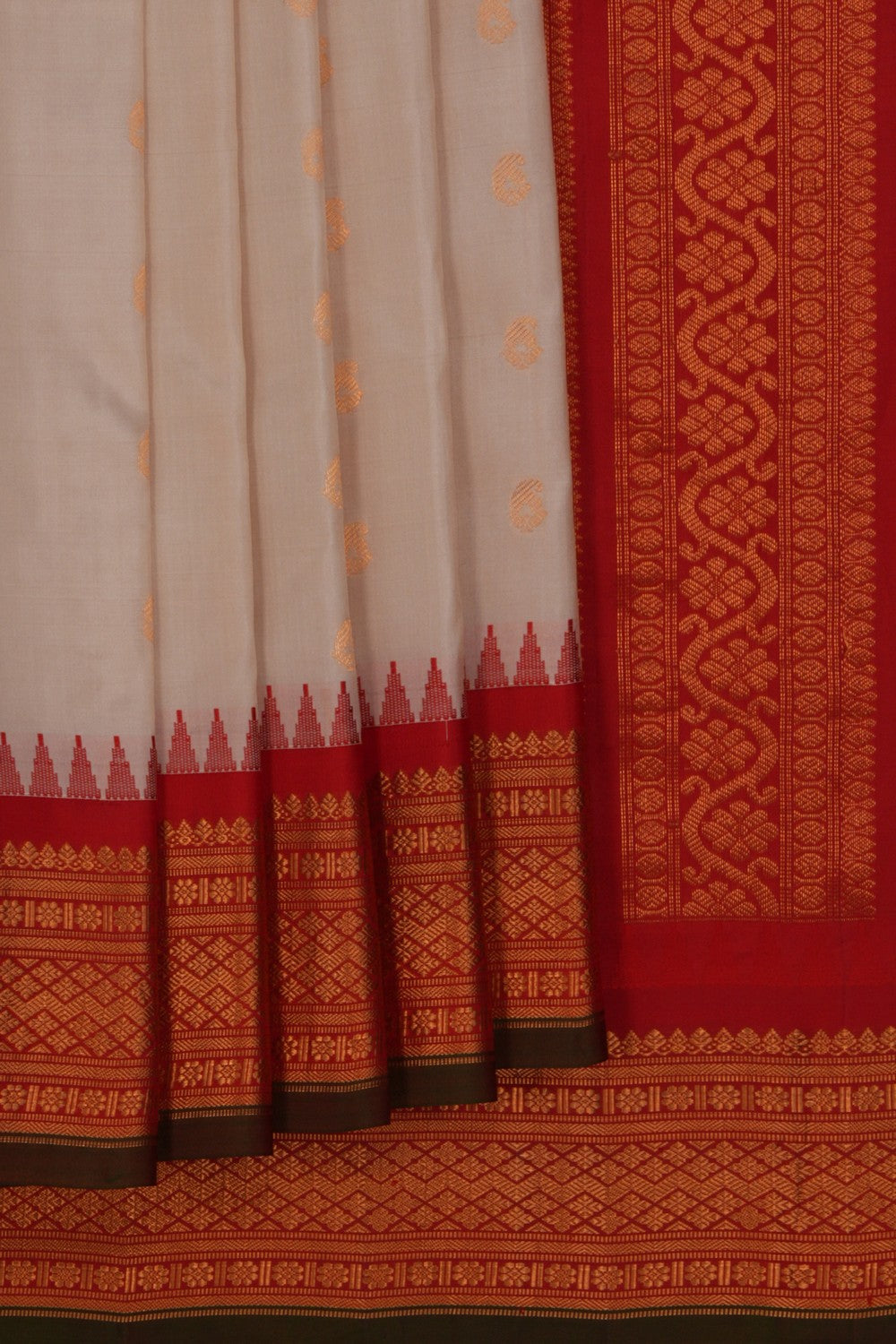 Gadwal Silk Off-White Saree
