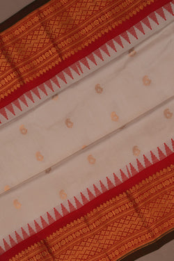 Image of Gadwal Silk Off-White Saree