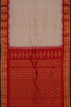 Image of Gadwal Silk Off-White Saree