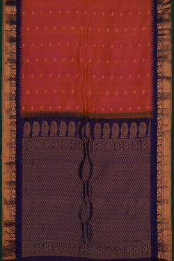 Image of Gadwal Silk Coral Orange Saree