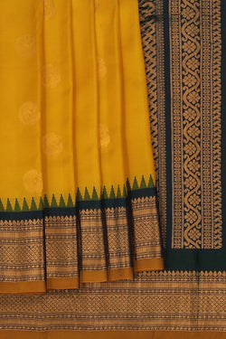 Image of Gadwal Silk Yellow Saree