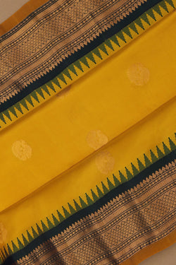Image of Gadwal Silk Yellow Saree