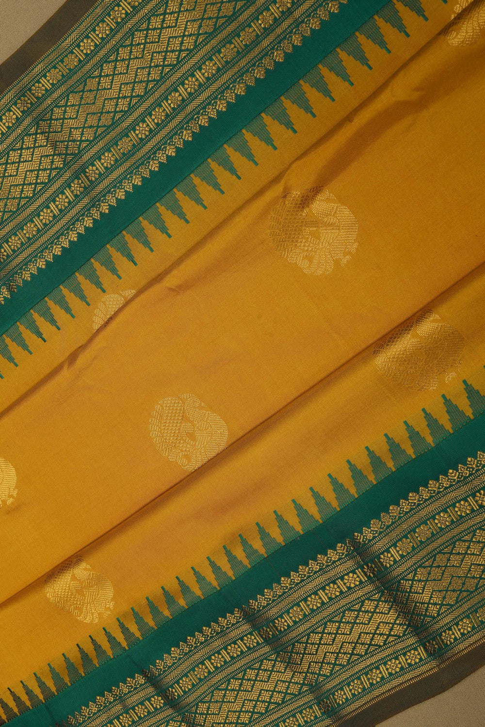 Image of Gadwal Silk Mustard Saree