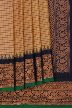 Image of Gadwal Silk Kattam Beige Saree