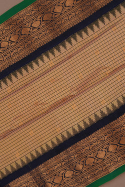 Image of Gadwal Silk Kattam Beige Saree
