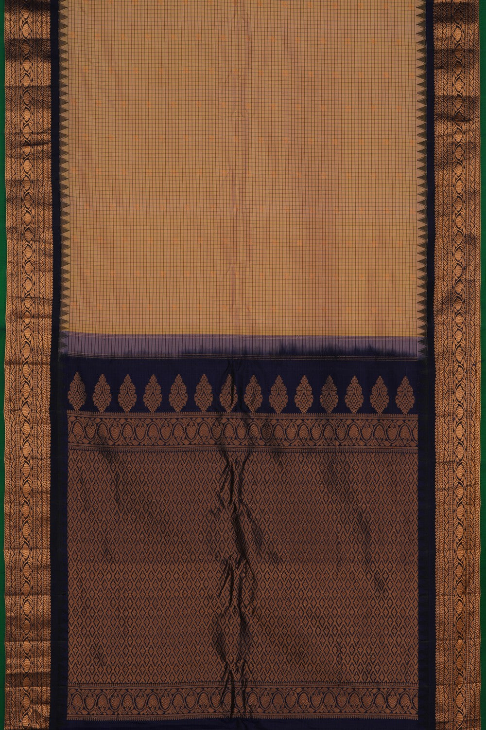 Gadwal Silk Kattam Beige Saree