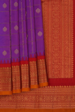 Image of Gadwal Silk Kattam Purple Saree