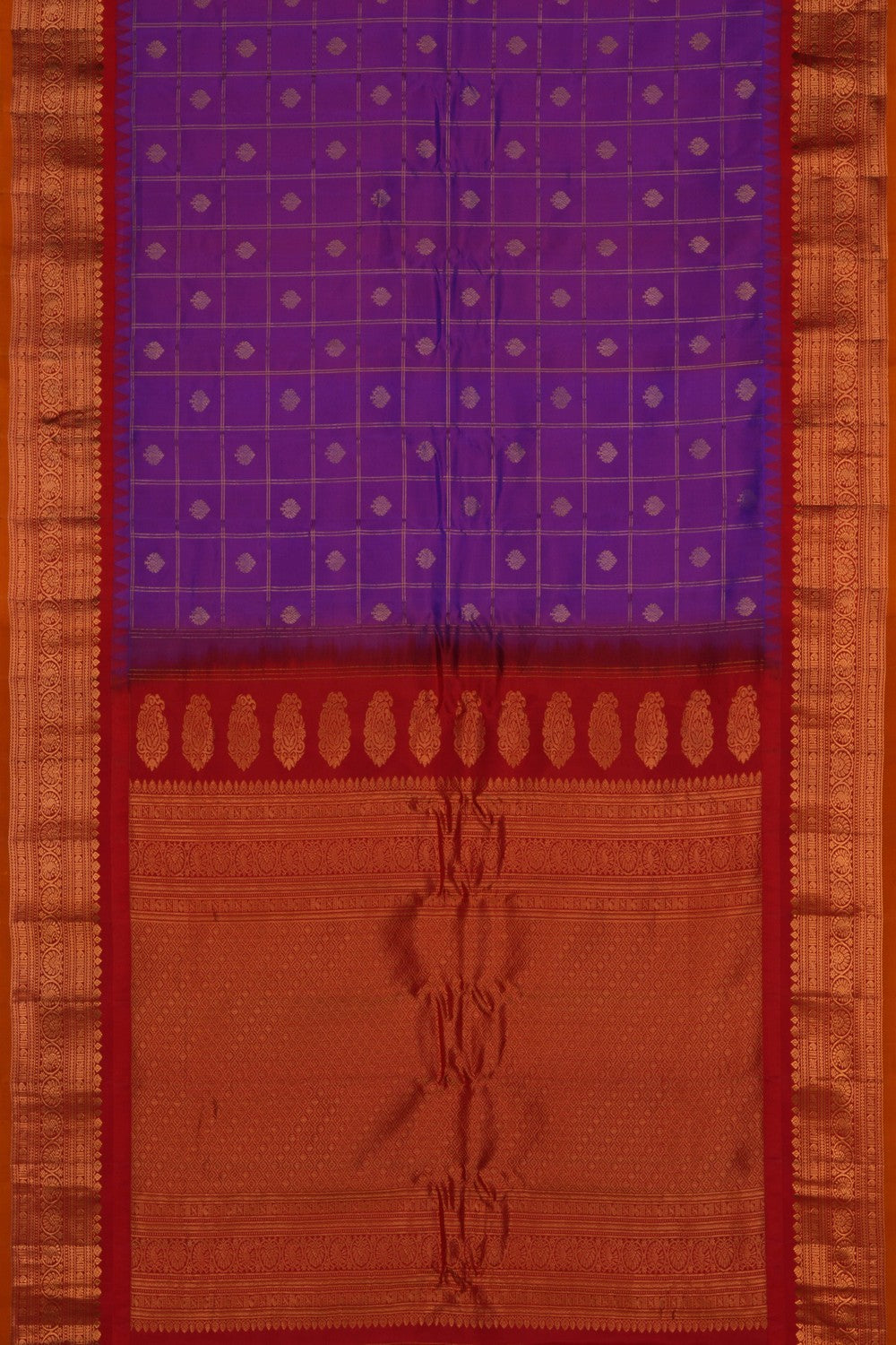 Gadwal Silk Kattam Purple Saree
