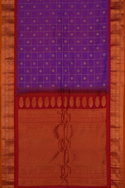 Image of Gadwal Silk Kattam Purple Saree