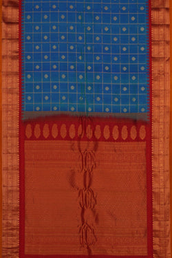 Image of Gadwal Silk Kattam Blue Saree